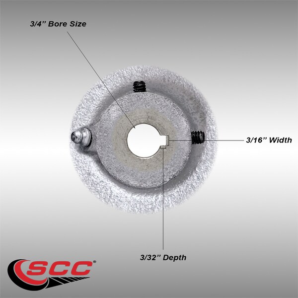 4" x 2" Rubber Tread on Cast Iron Keyed Drive Wheel - 3/4" Bore -